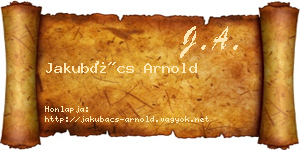 Jakubács Arnold névjegykártya